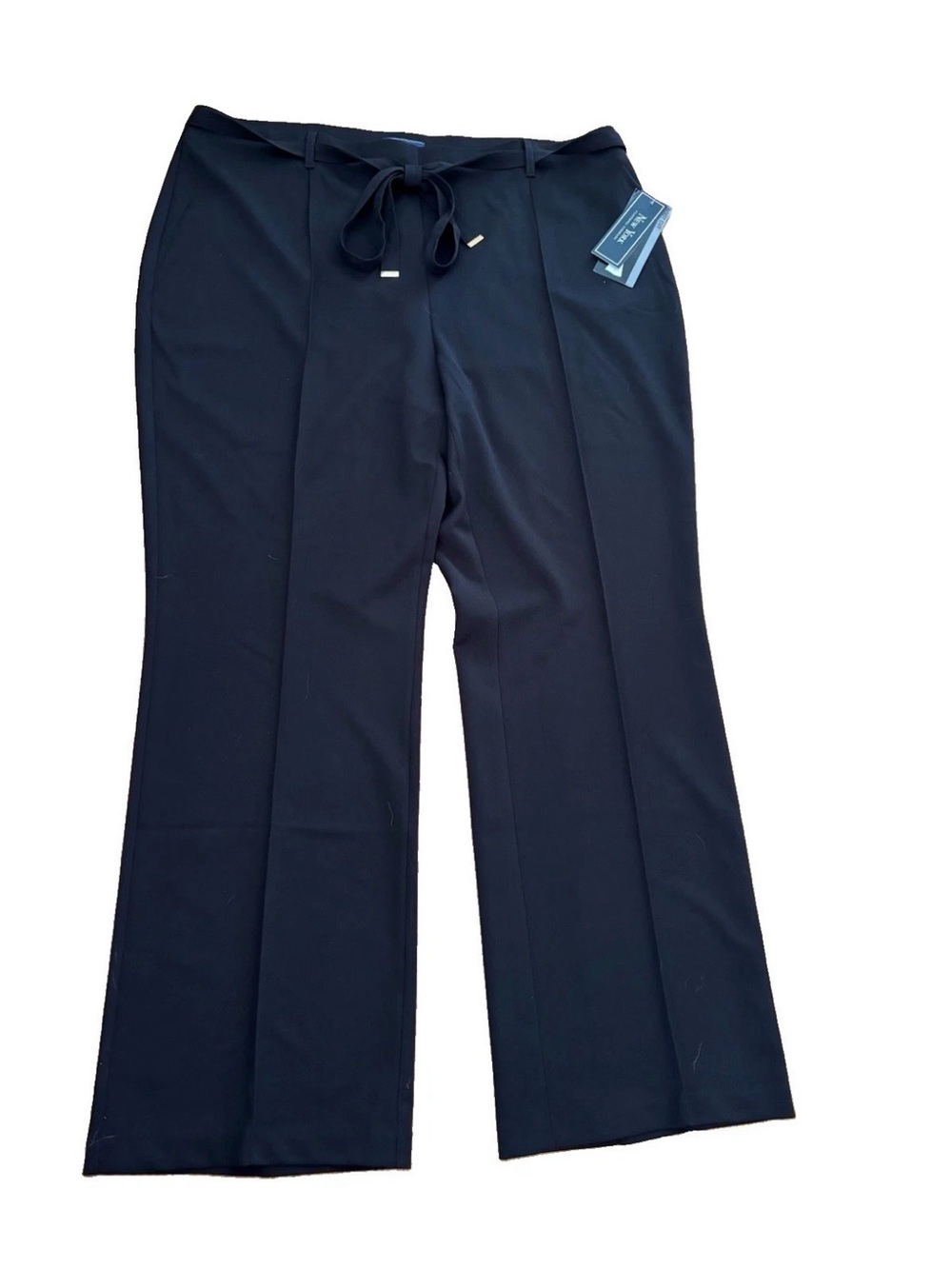 New York Clothing Co Women’s Plus Size Bootcut Belted Dress Pants - Black - 20W